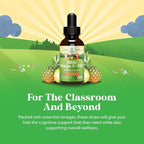 Kids DHA Omega 3 Drops - Fatty Acids Omega 3 6 9 for Brain, Immune Strength & Vision - Nutritional DHA for Kids for Healthy Nervous System & Focus Support - Liquid Supplement with EPA & ALA - 2 Fl Oz