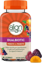 Align Dualbiotic, Prebiotics and Probiotics for Women and Men, Probiotics for Digestive Health, Prebiotics Help Nourish Good Bacteria, Natural Fruit Flavors, 90 Probiotic Gummies (Packaging May Vary)