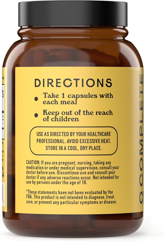 Complete Natural Products Digestive Enzyme Capsules, 550mg, 100ct | Plant-Based Formula, Organic Capsule Shell, Supports Digestive Balance & Nutrient Absorption