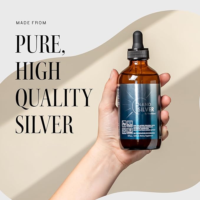 Colloidal Silver Liquid 10 PPM, Bio-Active Nano Silver, 8 oz Amber Glass Dropper Bottle, Third-Party Tested, Preservative-Free, Immune Support Supplement, Made in USA