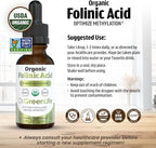 Dr. Green Mom USDA Organic Folinic Acid Drops - 500 mcg per Drop | Methylation Support B9 Supplements for Kids & Adults | Supports Neurological Function, Nervous System Health & DNA Synthesis