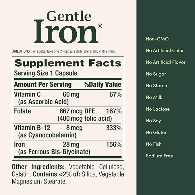 Nature's Bounty Gentle Iron 28 mg 90 Capsules