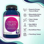 MD Life L-Methylfolate 5 mg Supplement - Professional-Grade Active L Methylfolate Supplement - 120 Capsules - L-Methylfolate 5mg - Maximum Potency MTHFR W/Essential Amino Acids