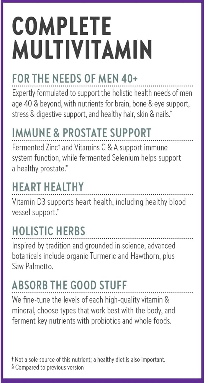 New Chapter Men’s Multivitamin 40+, Extra B6 & B12, D3, Vitamin C & Zinc, Immune, Heart, Cellular Energy, and Brain Health, Gentle on The Stomach, One Daily, Non-GMO, Gluten-Free, 96 Tablets