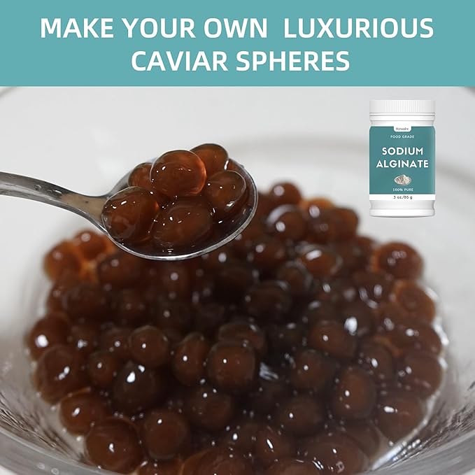 3oz Sodium Alginate Powder & 6oz Calcium Lactate Powder, Perfect for Making Luxurious Caviar Spheres, Food Grade, Value Pack (Bundle with 2 Items)