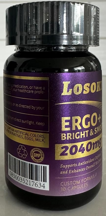 Losoki Ergothioneine Supplement – Ergo+ 2040 mg – with Spermidine, Astaxanthin & Black Truffle – Supports Firm, Hydrated Skin & Hair & Nails – Anti Aging Supplement- 30 Capsules