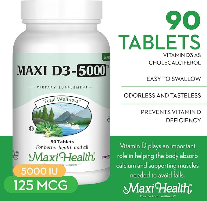 Vitamin D3 5000 IU (125 mcg) - High Dose Vitamin D 5000 IU for Healthy Bones, Teeth, Immune Support - Kosher Non GMO - High Potency Vit D3 - Pure Vitamin D Supplements for Women and Men - 90 Tablets