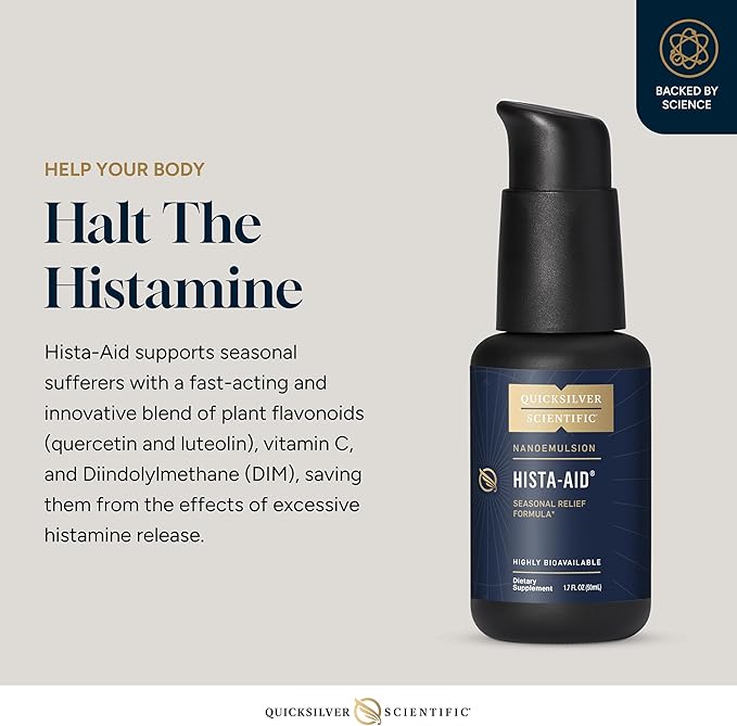 Quicksilver Scientific Nanoemulsified Hista-Aid - Flavonoids to Help Maintain Healthy Histamine Levels - Liposomal Vitamin C, DIM, Luteolin & Quercetin Liquid (50ml)