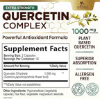 Quercetin Dihydrate 1000mg per Serving - Premium Plant-Based Bioflavonoids - Extra Strength Antioxidant Immune & Respiratory Health Support - High Absorption Quercetin Dihydrate - 60 Veggie Capsules