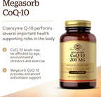 Solgar Megasorb CoQ-10 200 mg, 60 Softgels - Supports Heart & Brain Function - Coenzyme Q10 Supplement - Enhanced Absorption - Gluten Free, Dairy Free - 60 Servings