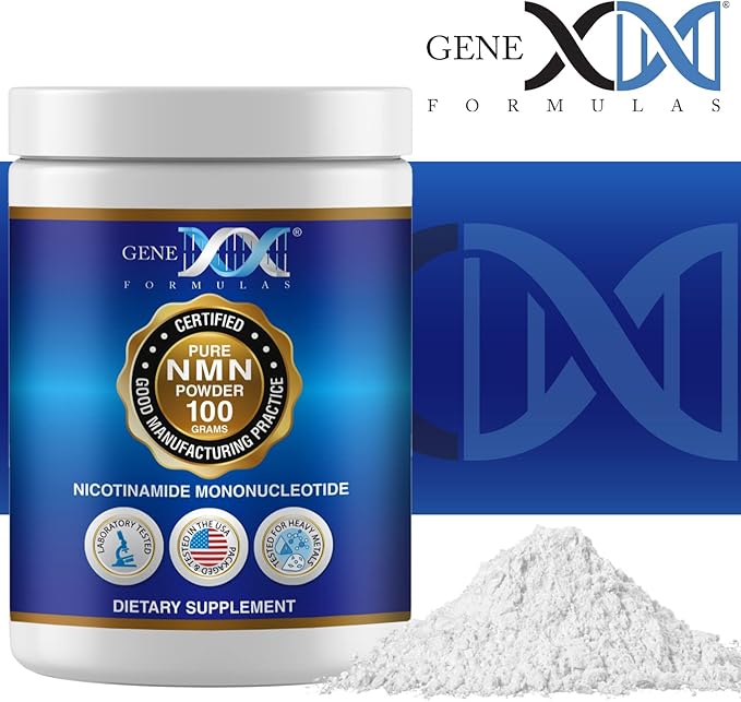 Genex Formulas Pure NMN Powder 100 Grams, Instant Dissolve, Shelf Stable, Non-Synthetic, PVP Free, Ultra-Low Density, 99.9% Pure NMN, Made in a US-Based, GMP, NSF & FSSC 22000 Certified Facility