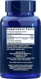 Life Extension Neuro-Mag Magnesium L-Threonate, 150 Vegetarian Capsules, Magtein Supplement for Women and Men