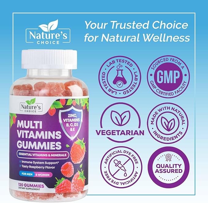Multivitamin Gummies for Adults - Complete Adult Multivitamins Gummy with Essential Vitamins A, C, D, E, & High Potency B12 for Women & Men, Daily Immune Support Multivitamins Supplement - 120 Gummies