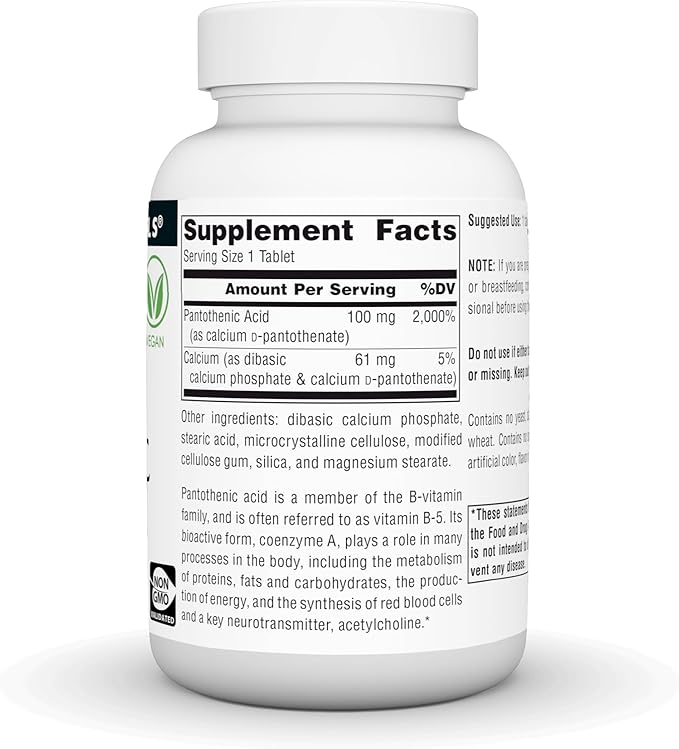 Source Naturals Pantothenic Acid, Vitamin B-5, Dietary Supplement - 100 mg - 250 Tablets