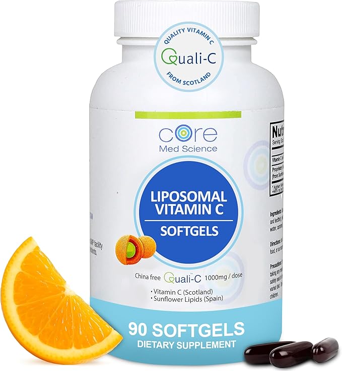 Core Med Science Liposomal Vitamin C 1000mg, 90 Softgels - Non-GMO Natural Liposomal Vitamin C Supplement that Promotes Healthy Skin - Immune System Booster for Adults, Supports Collagen Formation