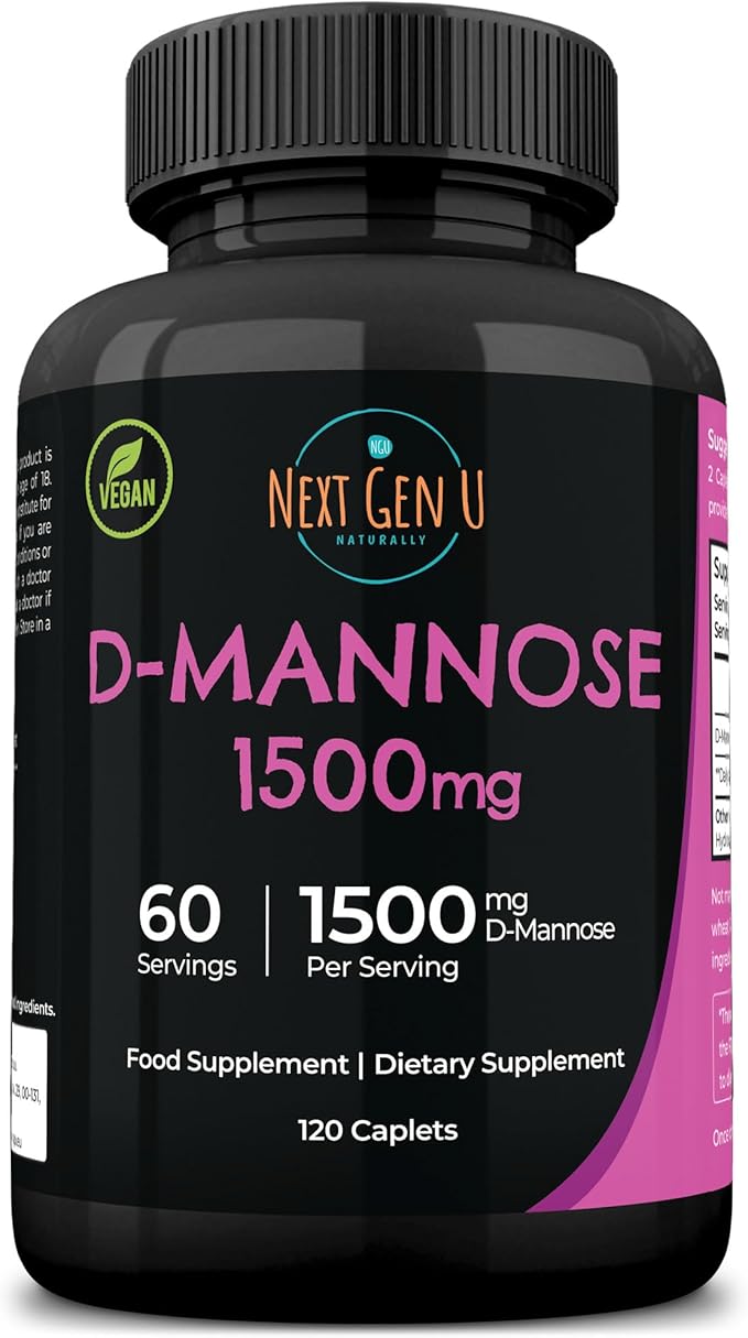 D Mannose - 1500 mg - Health Food & Dietary Supplement - 120 Vegan Caplets - May Help Support a Healthy Urinary Tract & Bladder - by NextGenU