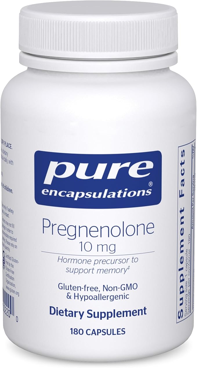 Pure Encapsulations Pregnenolone 10 mg - Support Memory & Hormone Balance* - Hormone Precursor - Gluten Free & Non-GMO - 180 Capsules