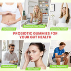 Probiotic Gummies, 4-in-1 Pre and Post Probiotics for Women & Men, with 16 Digestive Enzymes for Gut Health, Digestion, Immunity, 0 Sugar, Prebiotics and Probiotics, 60 Gummies
