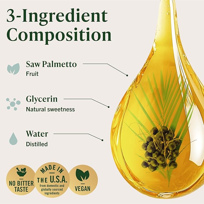 HERBAMAMA Saw Palmetto for Men Tincture - Vegan Men's Urinary Tract Support with Saw Palmetto Extract Drops - Non-GMO, Alcohol & Sugar-Free Serenoa Repens Berries Supplement, 168-Day Supply