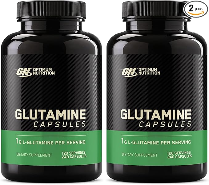 Optimum Nutrition L-Glutamine Muscle Recovery Capsules, 1000mg, 240 Count (Package May Vary) (Pack of 2)