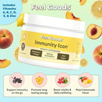 Feel Goods Immunity Icon, Vitamin C Immune Support Powder Drink Mix- 500mg Vitamin C, Elderberry, Ginger, Turmeric & Key Vitamins for Daily Immune Health - Sugar-Free & Caffeine-Free Drink Mix Packets