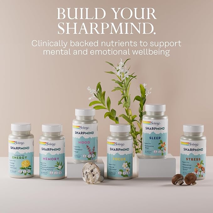 SOLARAY SharpMind Focus, Mental Alertness Nootropic Supplement, Memory Support, Each Capsule with Cognizin Citicoline, Vegan, 60 Day Money Guarantee, 30 Serv 30 Vegetarian Capsules Pills