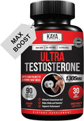 Kaya Naturals Ultra Testosterone - Men's Testosterone Booster with Tongkat Ali, Horny Goat Weed, Tribulus - Natural Workout Supplement for Energy, Stamina, and Strength Booster - 90 Count