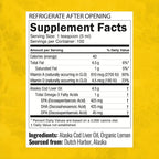 On Target Living Alaskan Cod Liver Oil Liquid | Organic Lemon Flavor 16.67 oz | Line Caught in The USA | Naturally Occurring Vitamin D | Rich in Omega 3 DHA/EPA | Non-GMO Project Certified