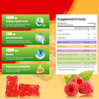 Alpha Lipoic Acid Gummies with ALA, Vitamin B1, B6, B12, Benfotiamine, and Biotin, High Absorption ALA Supplement for Energy and Health,Raspberry Flavor (60 Counts, Pack of 1)