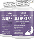 NuBest Sleep Xtra | Supports Healthy Sleep for Adults | Vitamin B6, Melatonin, Ashwagandha, Chamomile, Valerian & More - Non Habit-Forming | 60 Vegan Capsules | Pack 2