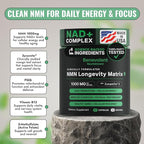 Benevolent Advanced NMN Supplement 1000mg (98% Purity) – 5-in-1 NMN Longevity Matrix with Zynamite® & PQQ for Increased NAD+ Levels, Cellular Energy, Cognitive & Healthy Aging – 60 Vegan Capsules