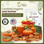 Organic Way Whole Milk Thistle Seeds (Silybum marianum) - Herbal Tea | European Wild-Harvest, Organic & Kosher Certified, Vegan, Non GMO & Gluten Free, USDA Certified, Origin - Albania (8 Oz)