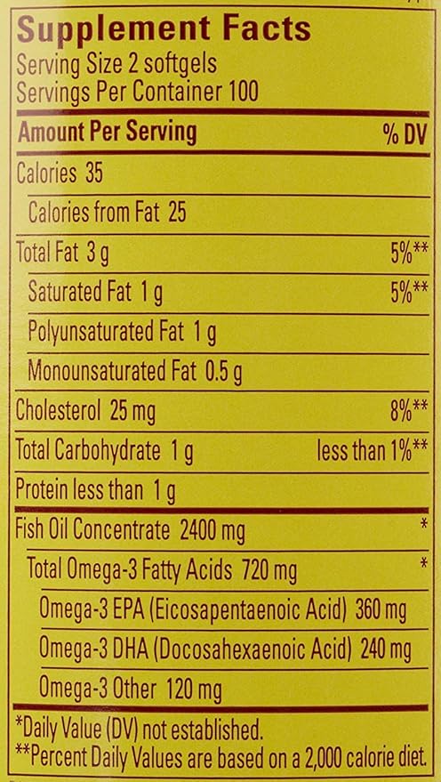 Burp-Less Fish Oil 1200 mg, 200 Softgels, Fish Oil Omega 3 Supplement For Heart Health