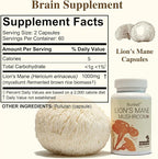 Lion's Mane Capsules, 1,000mg Lions Mane Supplement Capsules for Brain Health Support, Mushroom Powder Extract for Focus, Cognitive & Immune Health Support, 120 Count