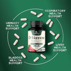 D-Mannose 1000mg Per Serving - Cranberry & Hibiscus - Effective Fast-Acting, Flush The Impurities for Bladder, Urinary Tract Health Support Supplement, for Women and Men, USA Bottled - 60 Capsules
