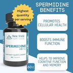New World Health Brands Pure Spermidine (20mg) | 60 Tablets - Fertility, Anti-Aging & Reproductive Health Support, Easy to Swallow