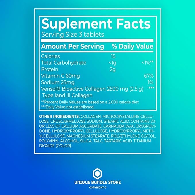 Collagen 2500mg with Vitamin C – Hydrolyzed Collagen Pills Peptides Supplement, 90 Tablets, Daily Collagen Vitamins for Hair Skin Nail Support, Gluten Free (Pack of 2)