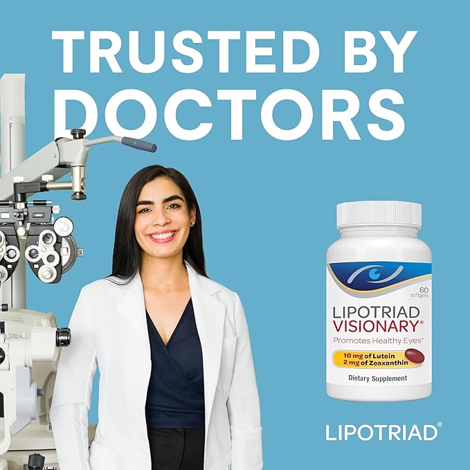 Lipotriad Visionary Eye Vitamins – 60 Capsules – Lutein and Zeaxanthin Supplements with Other AREDS 2® Ingredients to Support Eye Health