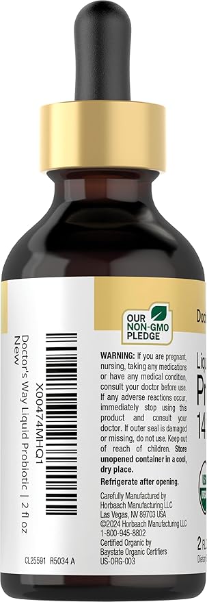 Doctor's Way Liquid Probiotic for Women and Men | 3 Billion CFU | 2 fl oz | 14 Strains with Organic Sunflower Oil | Non-GMO, Gluten Free Supplement