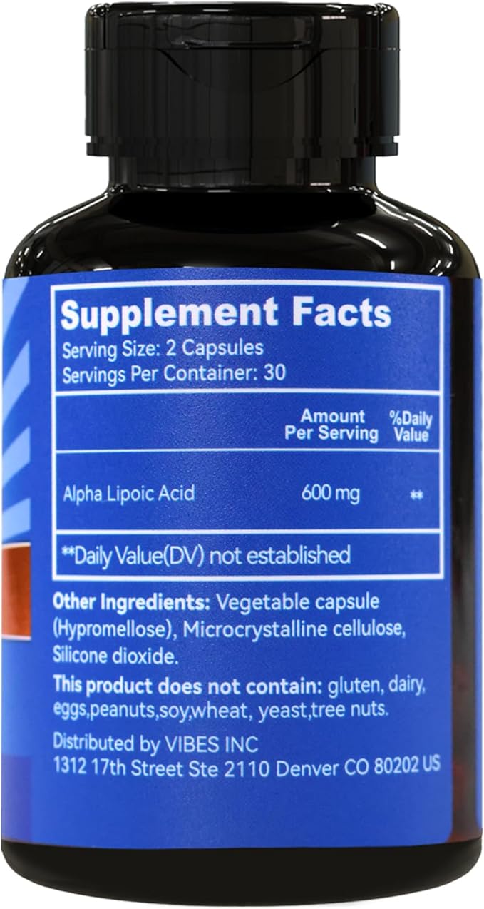 2 Pack Alpha Lipoic Acid Supplement, Alpha Lipoic Acid 600mg Per Serving, Vegan, Gluten Free, Non-GMO ALA Supplement, 120 Vegetable Capsules
