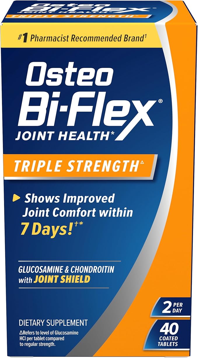 Osteo Bi-Flex Triple Strength Glucosamine Chondroitin Supplement, Improve Joint Function, Strength, Flexibility, Mobility 40 Coated Tablets