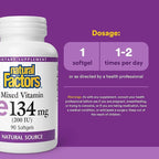 Natural Factors Mixed Vitamin E 134 mg (200 IU) - Antioxidant Supplement for Cardiovascular Support - No Artificial Ingredients - Gluten-Free, Dairy-Free & Non-GMO - 90 Softgels (90 Servings)