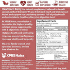 XPRS Nutra Hawthorn Berry Capsules - 180 Count (90 Day Supply) of Premium Hawthorne Berry Capsules for Cardiovascular Support - Vegan Friendly Hearth Health Supplement