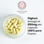Fisetin Supplement – 250mg, 60 Capsules, 1 Bottle | German‑Made, Swiss‑Tested | Senolytic Antioxidant for Brain, Cellular & Longevity Support | Vegan, Non‑GMO