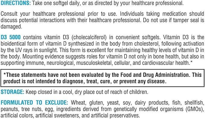 XYMOGEN D3 5000 - Bioavailable Vitamin D3 5000 IU (125 mcg) - High Strength Vitamin D Supplement for Immune Bone & Heart Health Support - 90 Softgels