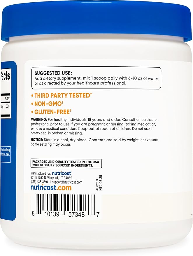 Nutricost Magnesium Bisglycinate Powder (Unflavored, 250 Grams) - Non-GMO, Vegan Supplement