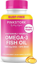 Pink Stork Omega 3 Fish Oil Supplements for Women with DHA and EPA - High Potency Burpless Omega-3 Supplement for Cognitive Health - 60 Softgels