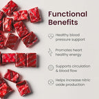 Beet Root Heart Chews, Nitric Oxide and Blood Pressure Support, Grape Seed Extract & Non-GMO Beet Root Powder Energy Supplement, Pomegranate Berry Flavor, 60 Count