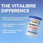 Vitalibre Probiotic for Women and Men, 50 Billion CFU, 25 Diverse Strains Plus Prebiotics, for Digestive Health & Immune Support, Delayed Release, No Refrigeration Needed, 60 Veggie Capsules