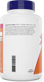 NOW Foods Extra Strength Biotin 10,000mcg / 10 mg - 200 Veg Capsules (Pack of 2) - Hair, Skin, Nail - Supplement for Men and Women - B7 Vitamin - Vegetarian, Vegan, Non-GMO